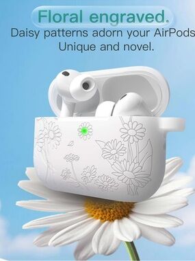 for Airpods Pro 3 Case Cover with Cleaner Kit, Cute Flower Engraved Silicone Pro